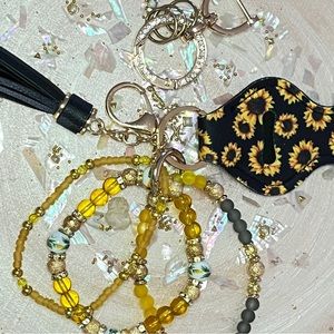 Yellow Sunflower Bracelet Keychain